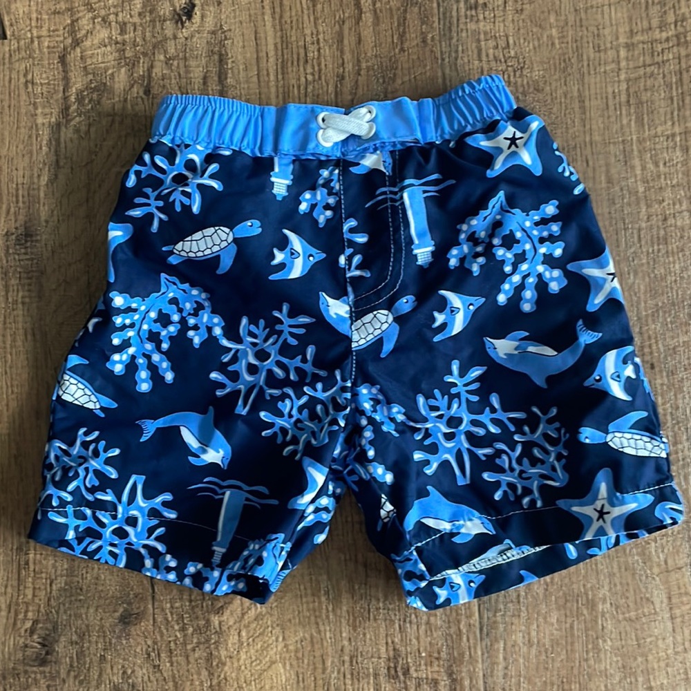 Baby Buns Swim wear trucks netted size 18 months lighthouse, coral reef, fish